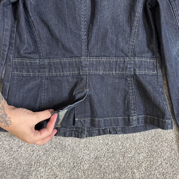 Tommy Hilfiger Jacket Womens Small Blue Denim Button Front Utility Pockets - Picture 7 of 16